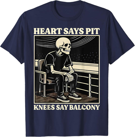 Retro Heart Says Pit Knees Say Balcony Men T-Shirt - T-Shirt | Navy