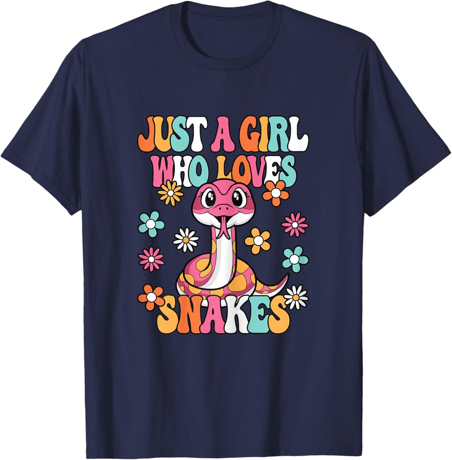 Just A Girl Who Loves Snakes Cute Snake Reptile Kids T-Shirt - T-Shirt | Navy