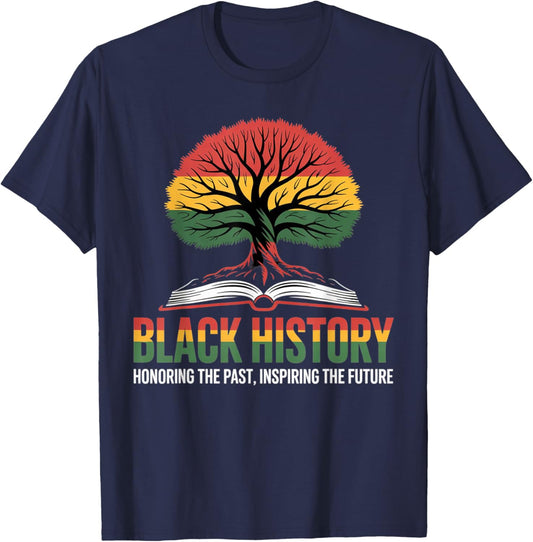Honoring Past Inspiring Future Black History Month Pride T-Shirt - T-Shirt | Navy