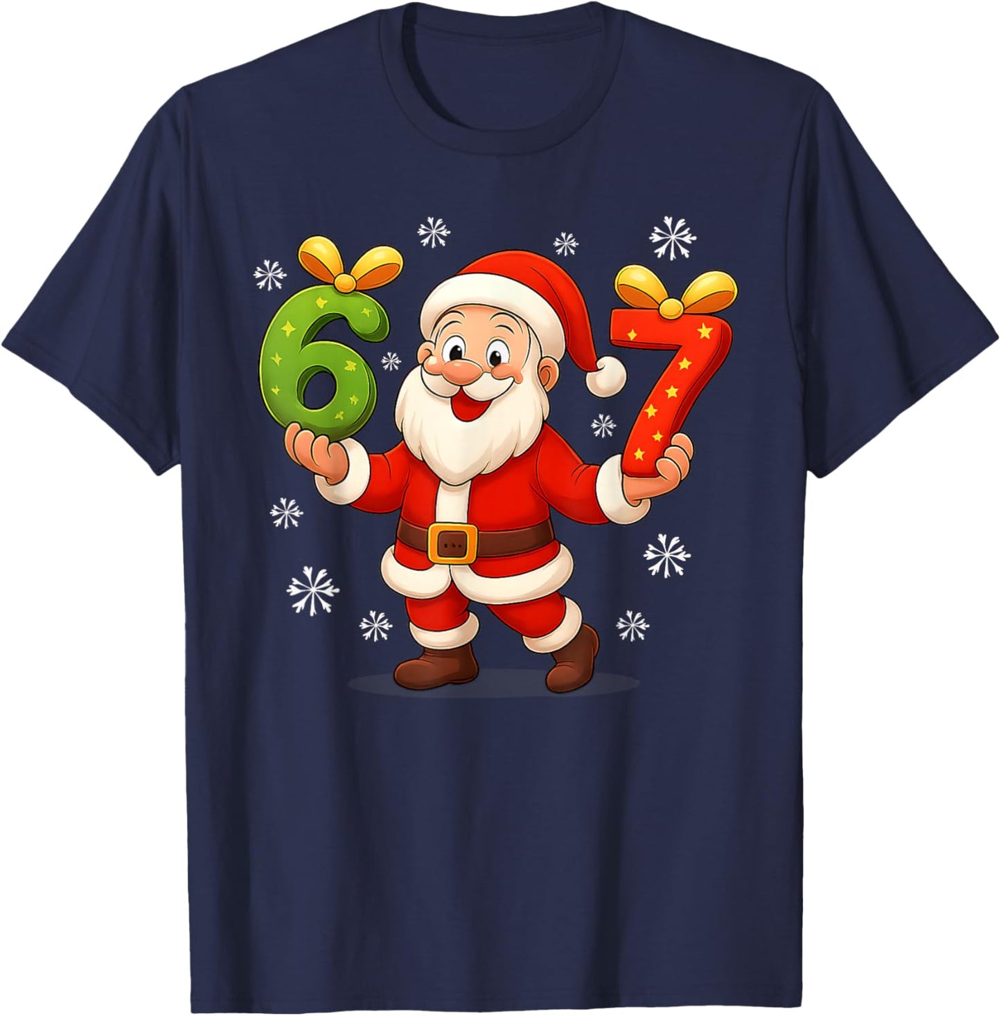 Funny Gen Alpha Slang 6 7 Christmas Santa Six Seven Xmas 67 T-Shirt - T-Shirt | Navy