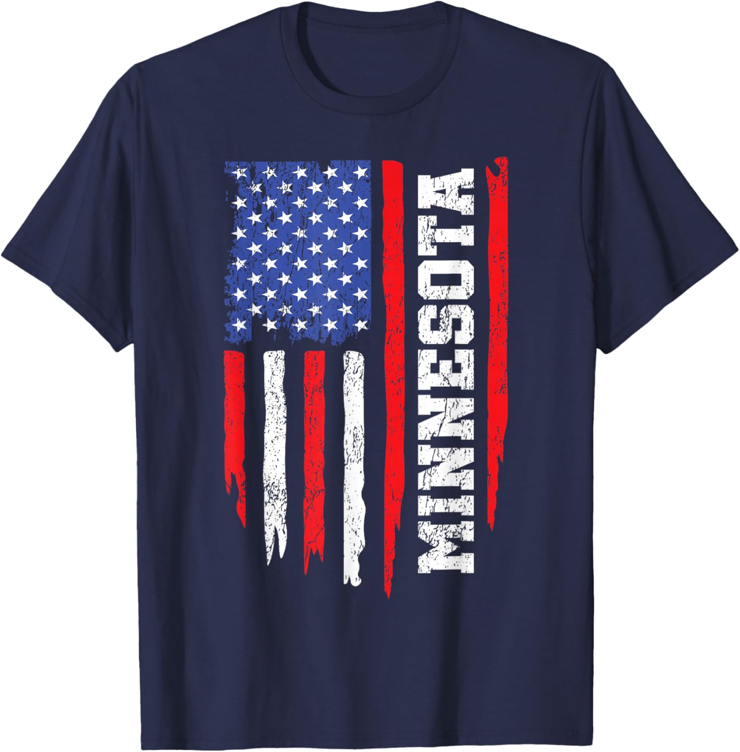 Minnesota Throwback MN Vintage US American Flag Minnesota T-Shirt - T-Shirt | Navy