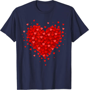Heart Made of Hearts Valentines Day Teens Girls Kids T-Shirt - T-Shirt | Navy
