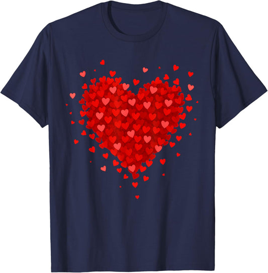 Heart Made of Hearts Valentines Day Teens Girls Kids T-Shirt - T-Shirt | Navy