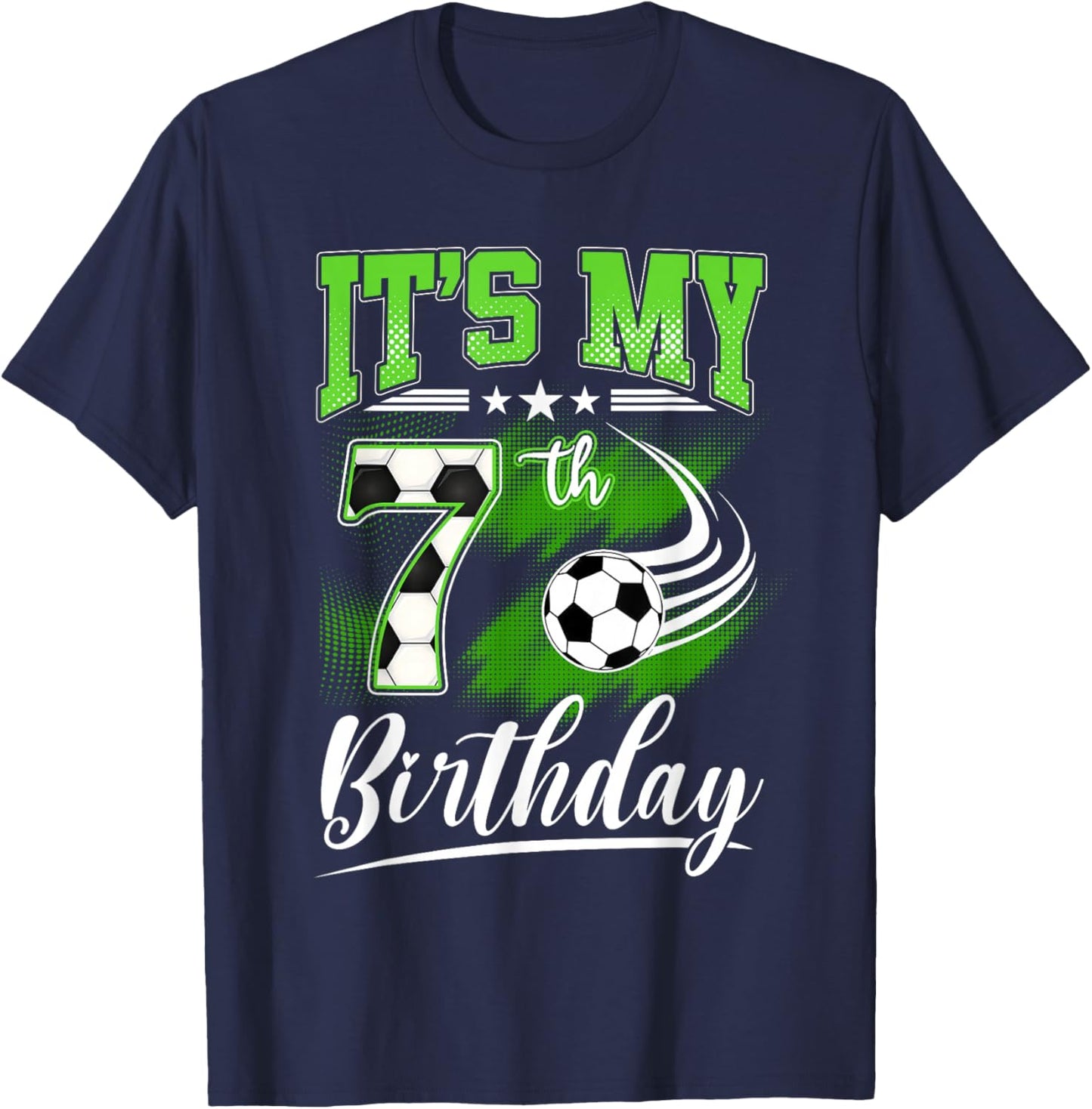 It's My 7th Birthday Boys Football Shirt 7 Years Old Kids T-Shirt - T-Shirt | Navy