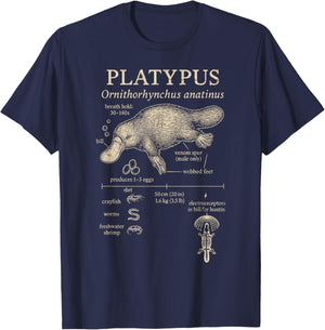 Platypus Anatomy Duck Billed Platypus Australia Wildlife T-Shirt - T-Shirt | Navy