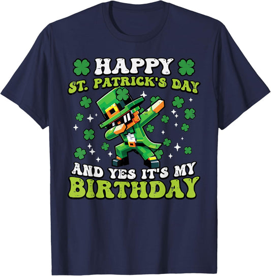 Happy St Patricks Day Yes My Birthday Dab Saint Pattys Kids T-Shirt - T-Shirt | Navy