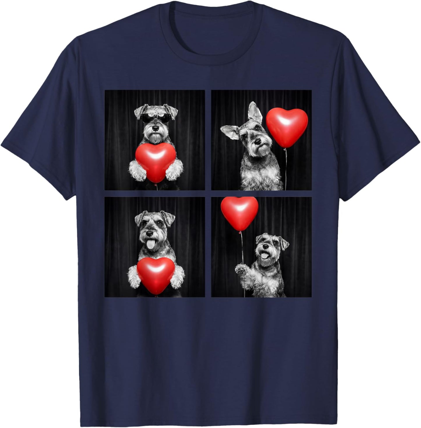 Funny Schnauzer Photobooth Dog Lover Design Valentines T-Shirt - T-Shirt | Navy
