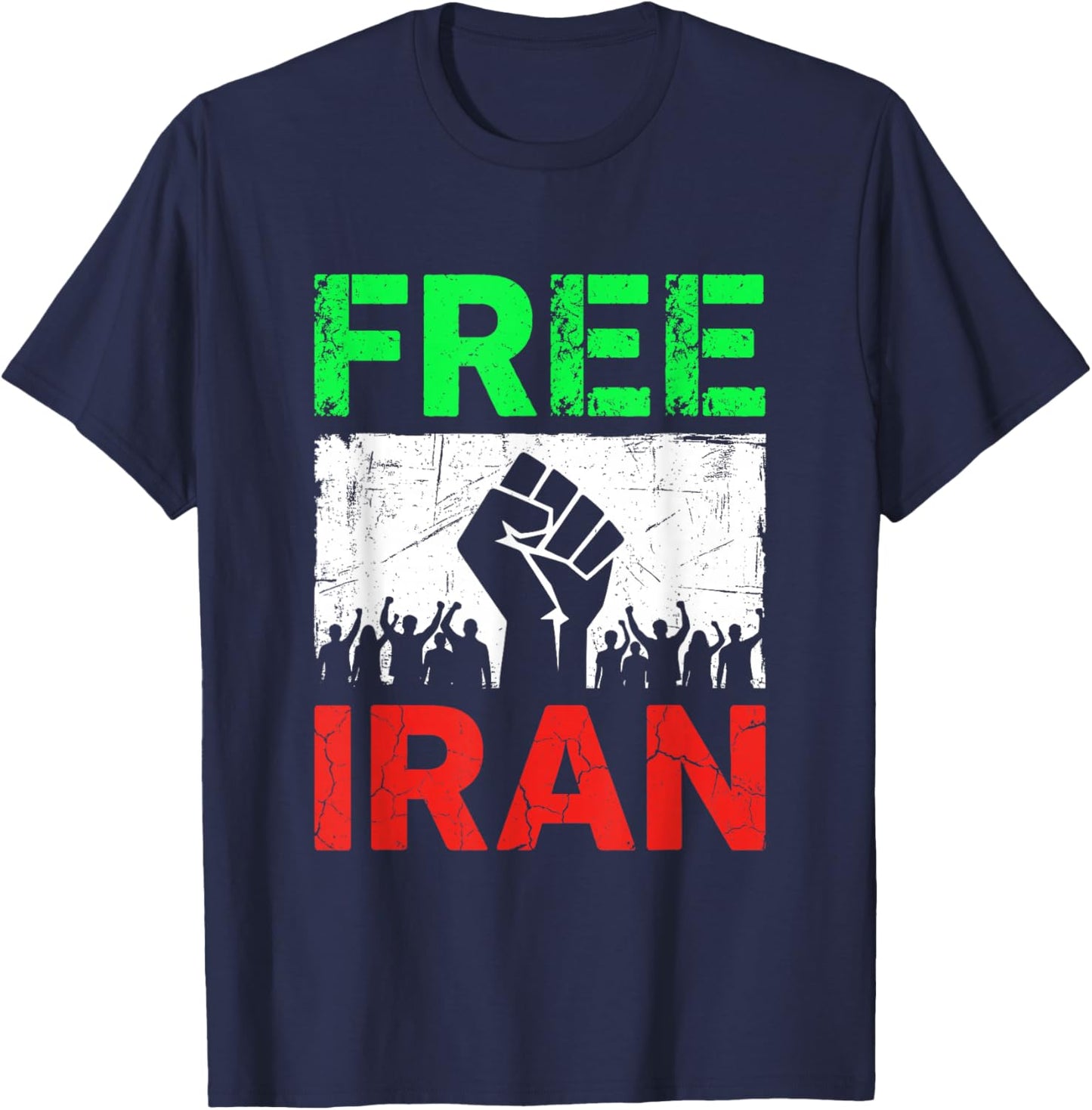 Free Iran T Iranian Flag Lion T-Shirt - T-Shirt | Navy