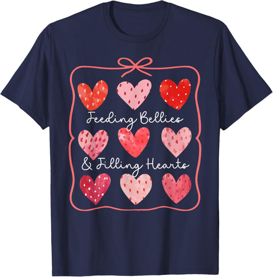 Lunch Lady Valentines Day Cafeteria Strawberry Sweethearts T-Shirt - T-Shirt | Navy