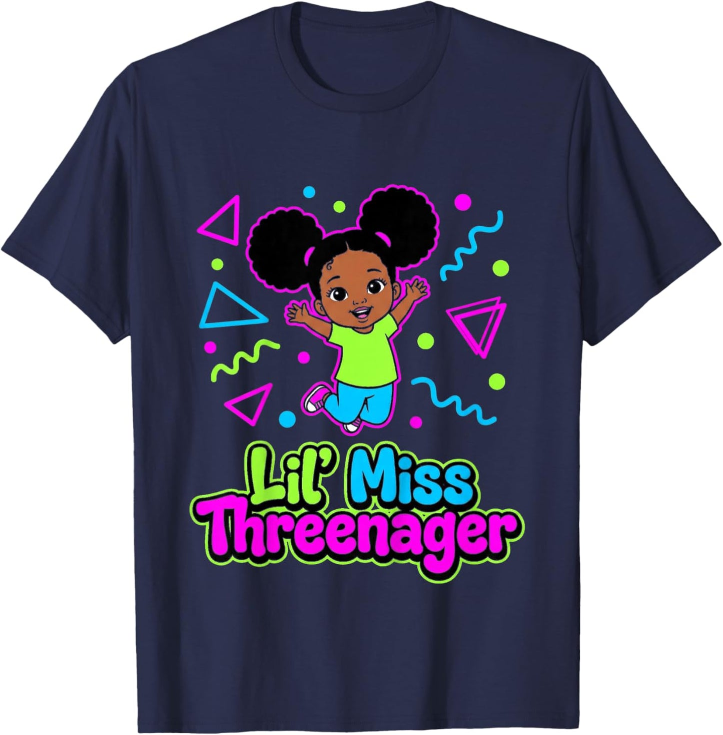 3rd Birthday Girl Sassy Toddler Lil Miss Threenager T-Shirt - T-Shirt | Navy