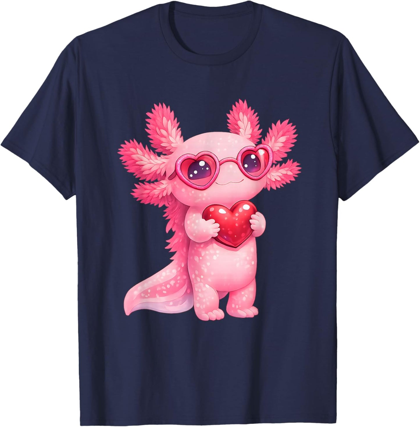 Cute Axolotl Valentines Day Love Funny Kids Gift T-Shirt - T-Shirt | Navy