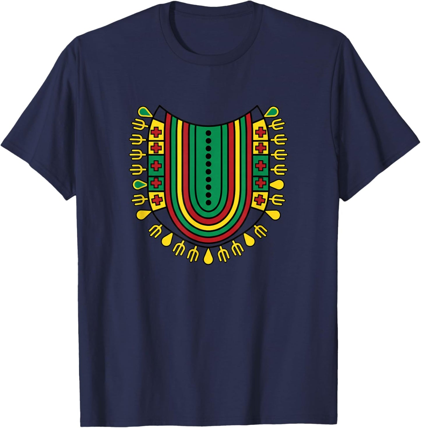 Afrocentric Dashiki Kids African Heritage Pattern Rasta Vibe T-Shirt - T-Shirt | Navy