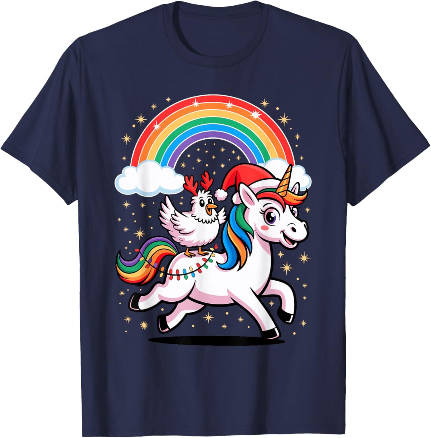 Chicken Unicorn Rainbow Chickens T-Shirt - T-Shirt | Navy