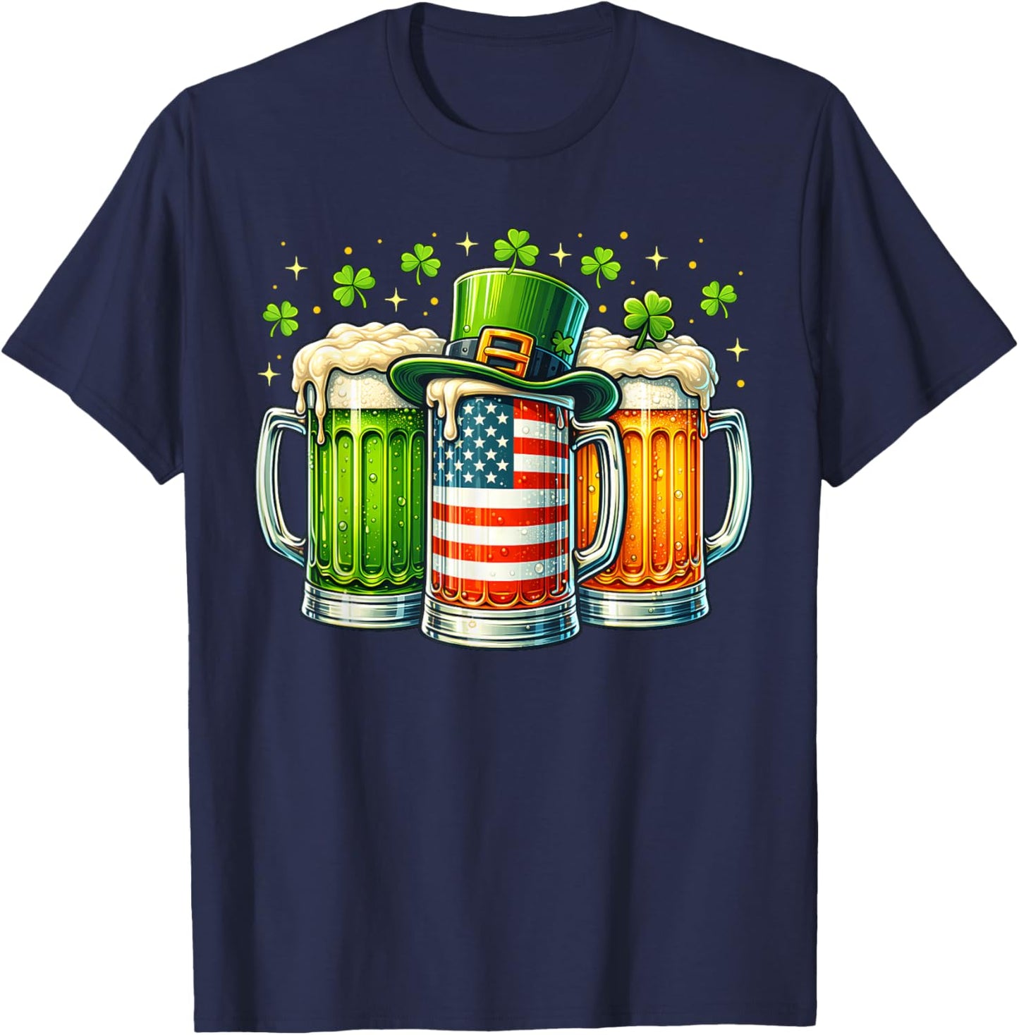 Irish Beer Ireland USA Flag St Patricks Day Party Men Women T-Shirt - T-Shirt | Navy