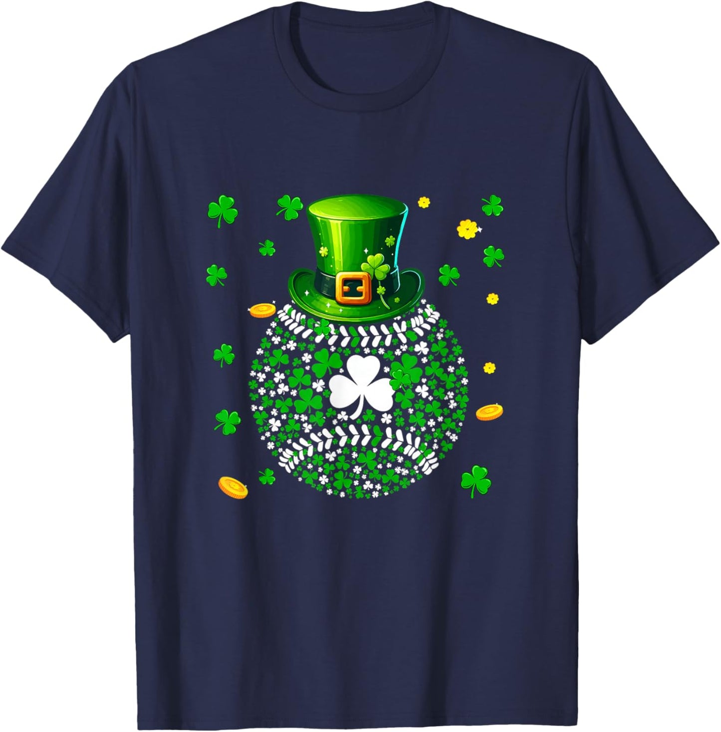 Baseball Ball St. Patrick's Day Costume Player Fan Team T-Shirt - T-Shirt | Navy