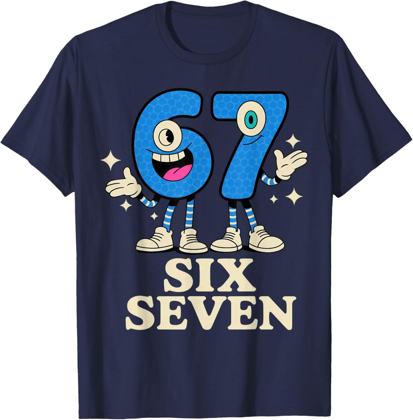 67 Six Seven 6-7 - Italian Brainrot Kids Gaming Meme T-Shirt - T-Shirt | Navy