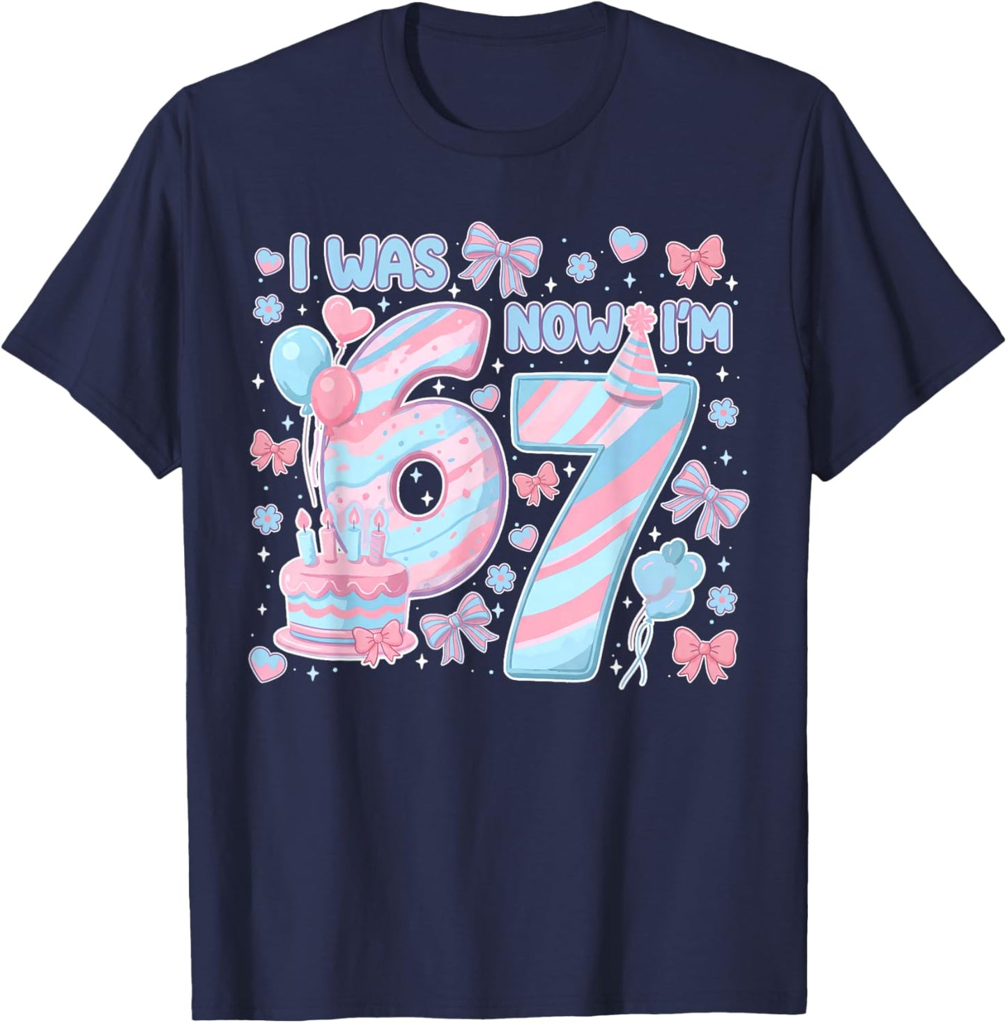 8 Year Old 8th Birthday Funny Six Seven 67 Meme Toddler Girl T-Shirt - T-Shirt | Navy