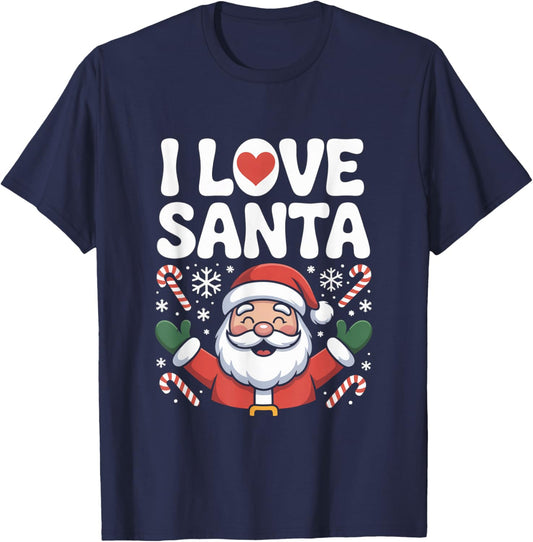 I Love Santa Claus Christmas Joyful Celebration T-Shirt - T-Shirt | Navy