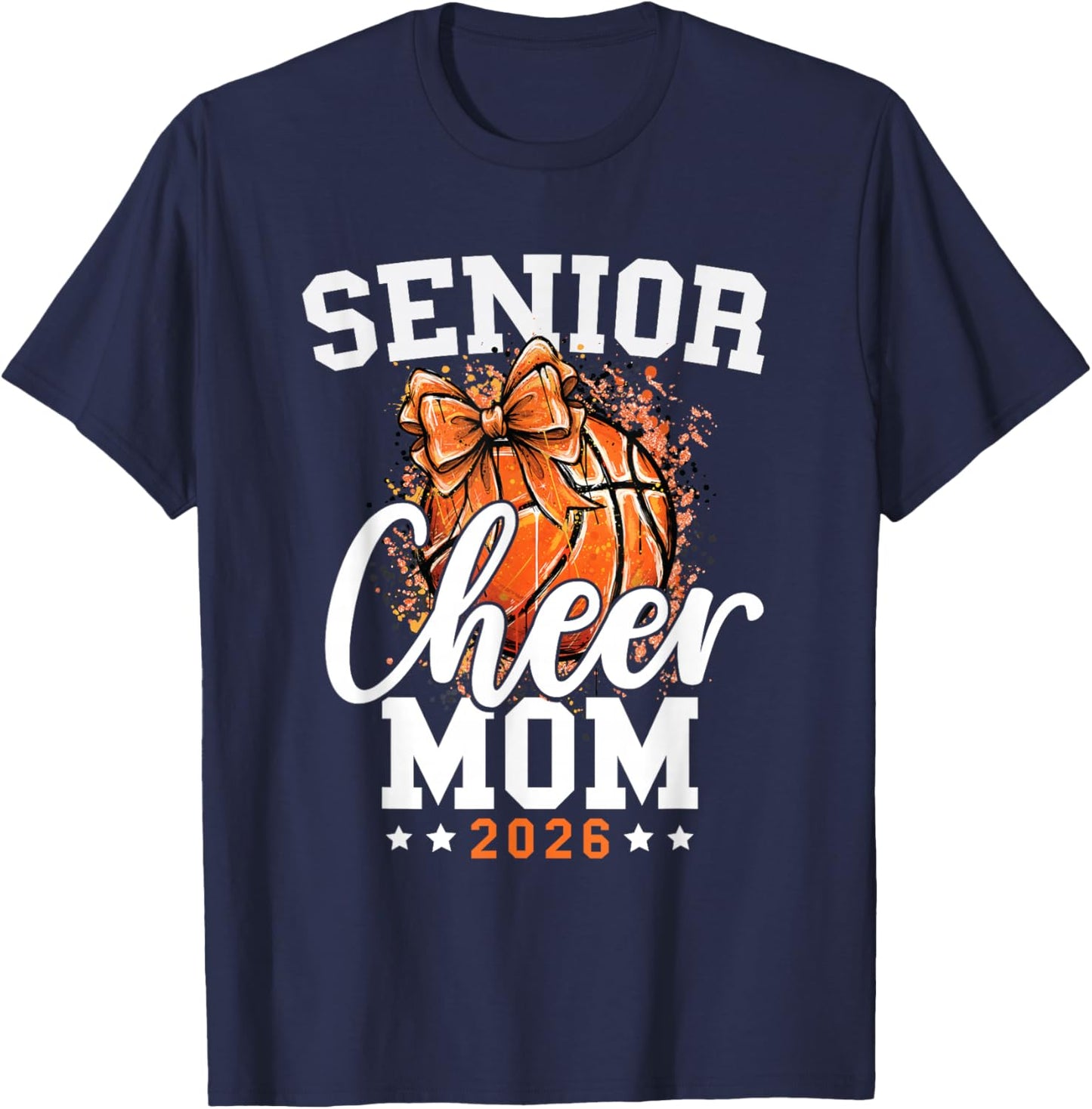 Loud Proud Basketball Cheer Senior Mom 2026 Cheerleading T-Shirt - T-Shirt | Navy
