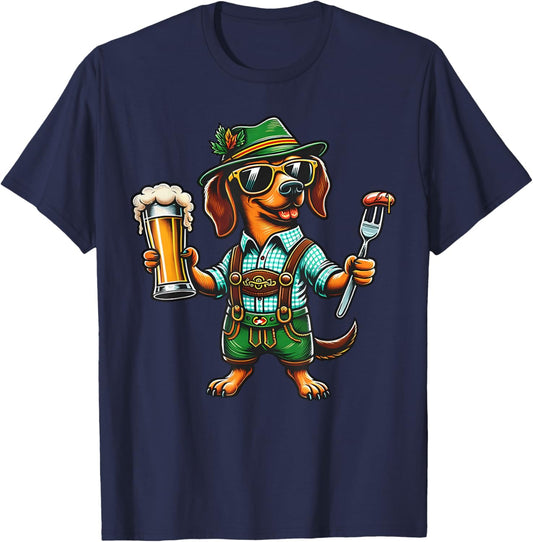 Oktoberfest Dachshund Cute Sausage Dog German Kids Men Women T-Shirt - T-Shirt | Navy