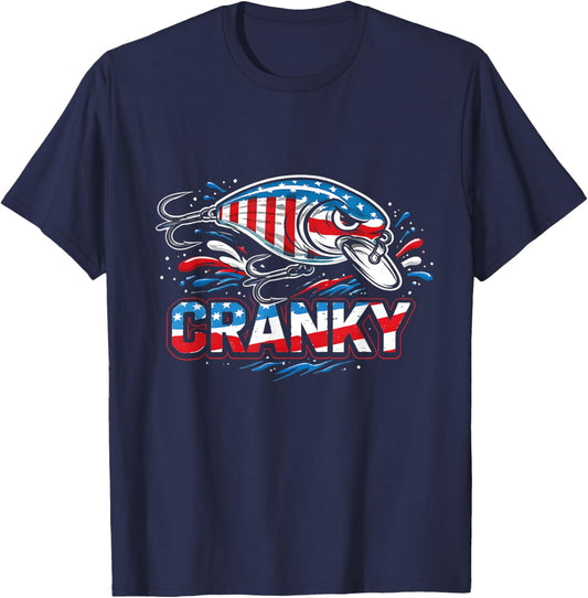 Cranky USA crankbait Fishing Father Day T-Shirt - T-Shirt | Navy