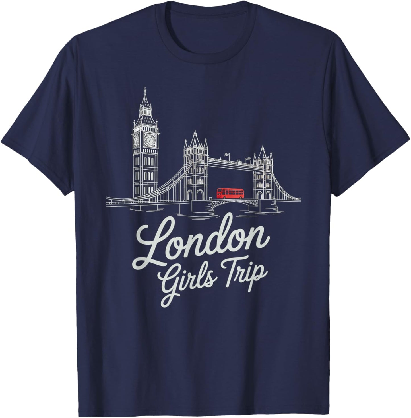 Vintage London Girls Trip Besties Moms BFF Queen UK Vacation T-Shirt - T-Shirt | Navy