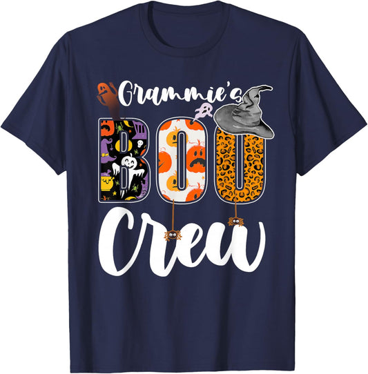 Grammie's Boo Crew Halloween Grandma Grandkids Matching T-Shirt - T-Shirt | Navy