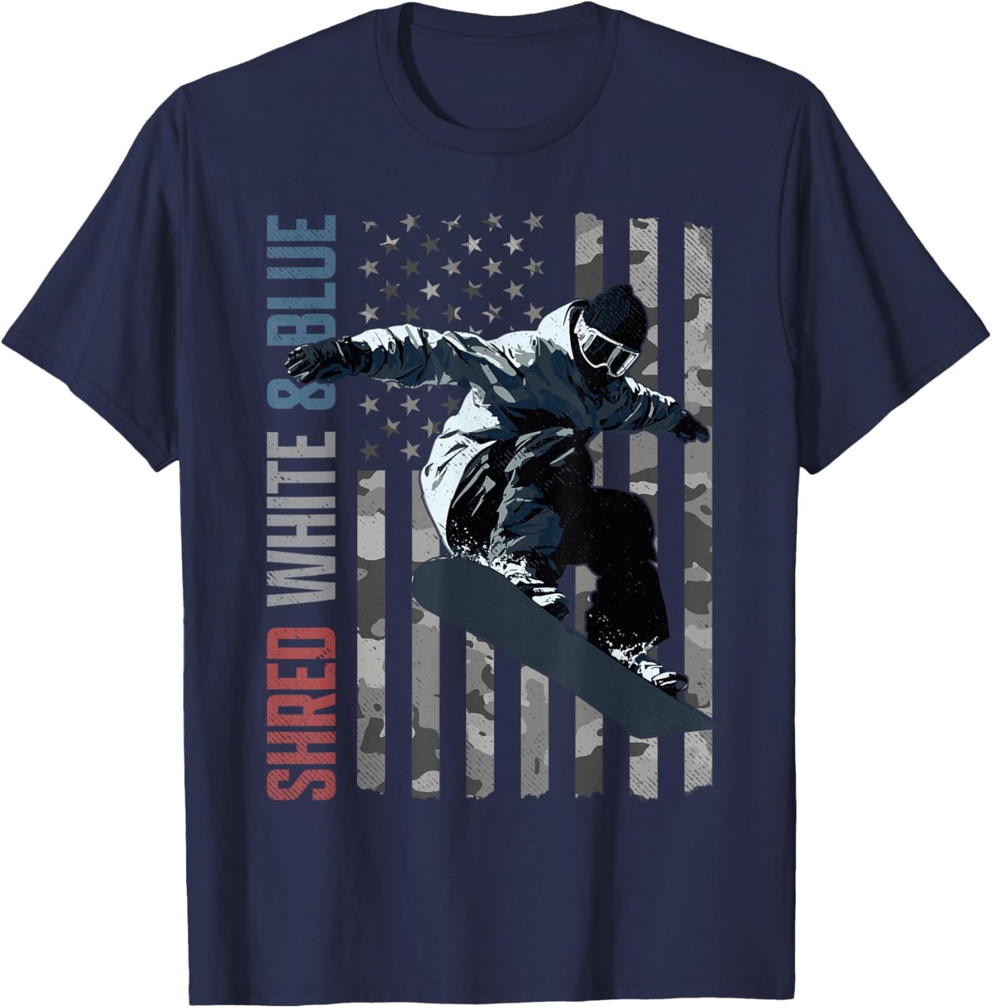 Snowboarding Shred American Flag T-Shirt - T-Shirt | Navy