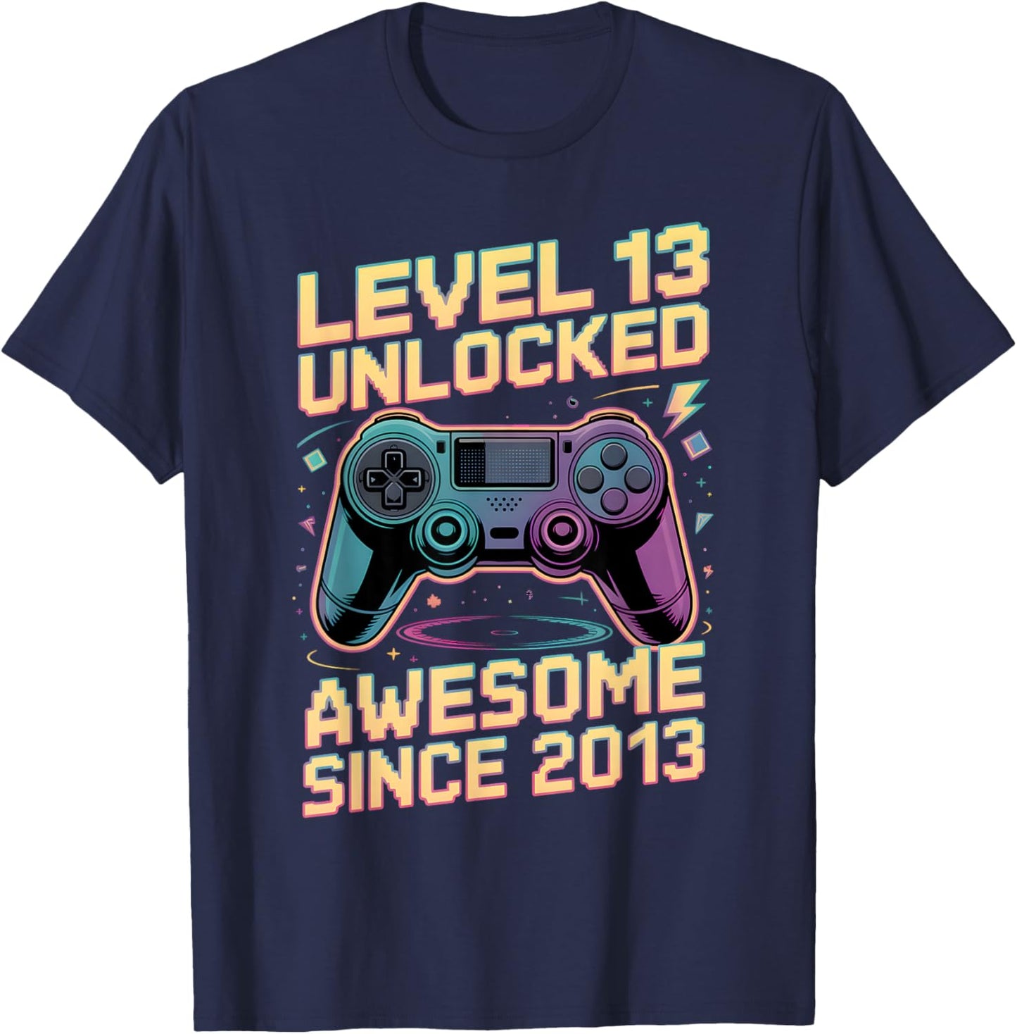 13th Birthday Boy Gift Level 13 Gamer 2013 13 Year Old Party T-Shirt - T-Shirt | Navy