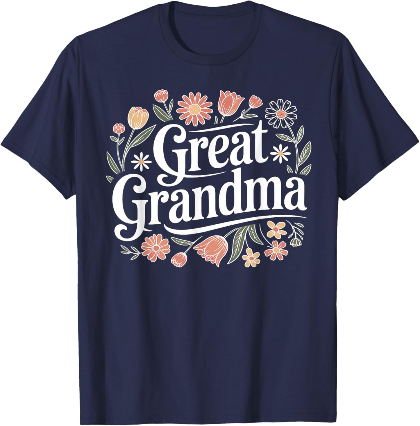 Wildflowers Great Grandma Floral Mother's Day Great Grandma T-Shirt - T-Shirt | Navy