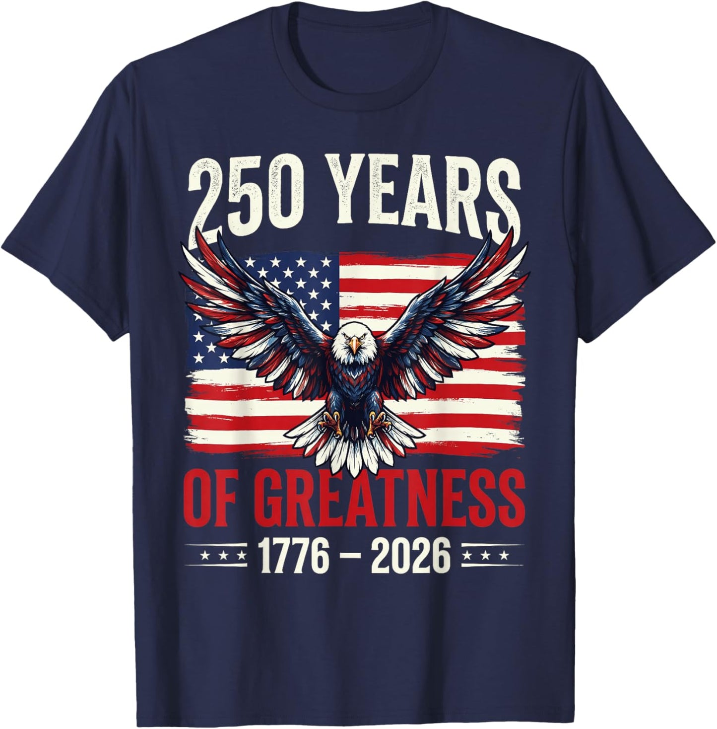 Flag Vintage 250 Years American 1776 2026 250th USA Birthday T-Shirt - T-Shirt | Navy