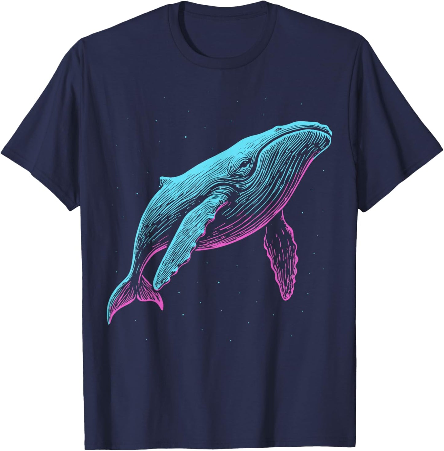 Blue Whale Illustration Colorful T-Shirt - T-Shirt | Navy