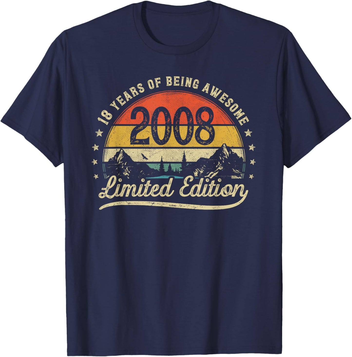 Vintage 2008 18 Years Old 18th Birthday T-Shirt - T-Shirt | Navy