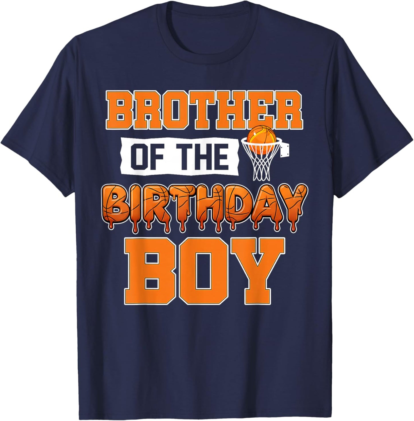 Brother of The Birthday Boy Retro Basketball Player Family T-Shirt - T-Shirt | Navy