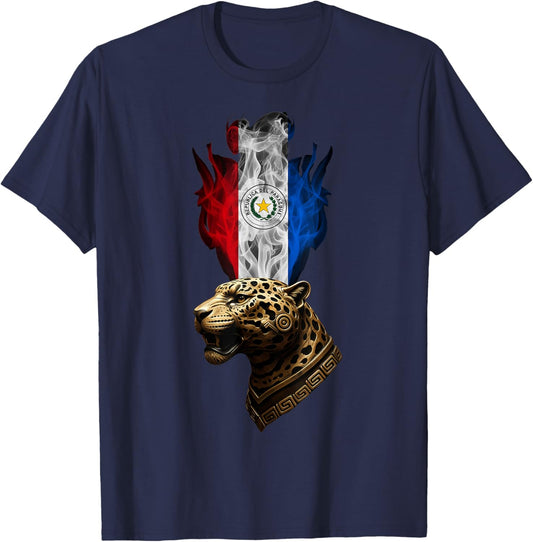 Paraguay Flag Leopard Paraguayan Pride T-Shirt - T-Shirt | Navy