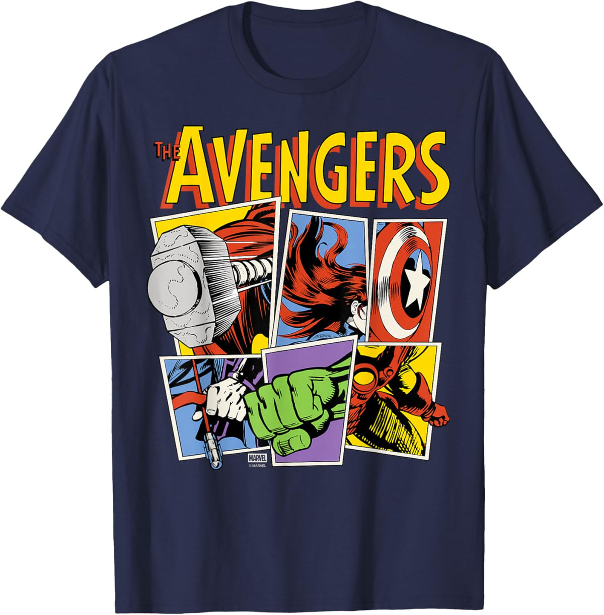 The Avengers - Retro Grid T-Shirt - T-Shirt | Navy