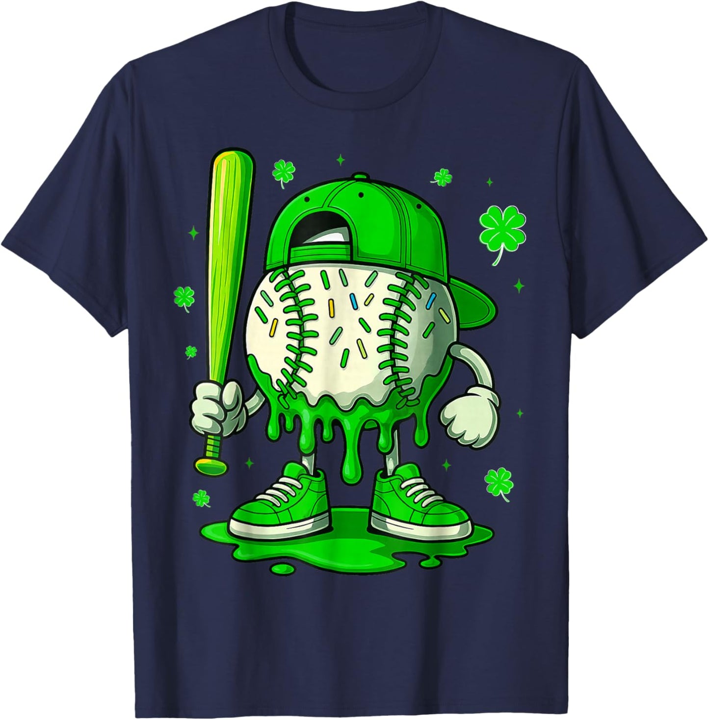 Baseball Drip Icecream Apparel Youth Boy St Patricks Day T-Shirt - T-Shirt | Navy