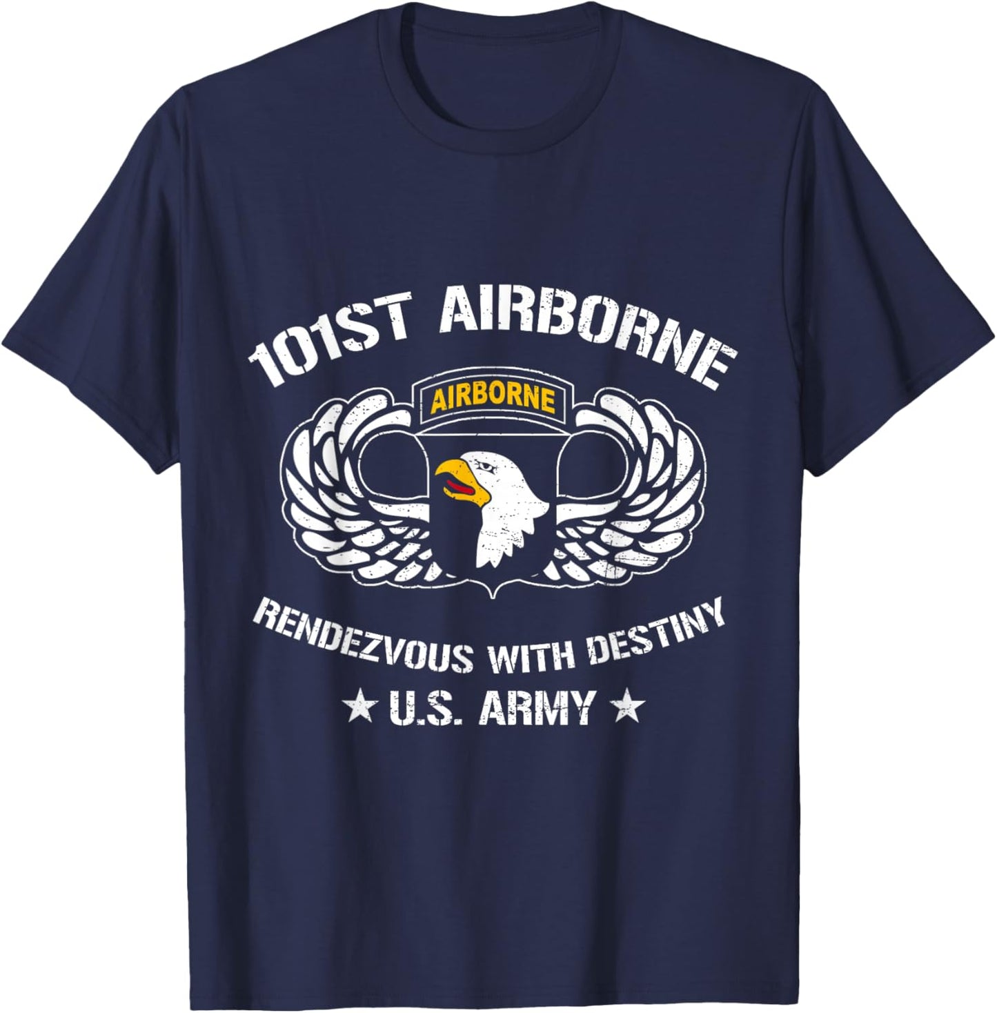 101st Airborne Division Rendezvous with Destiny Paratrooper T-Shirt - T-Shirt | Navy