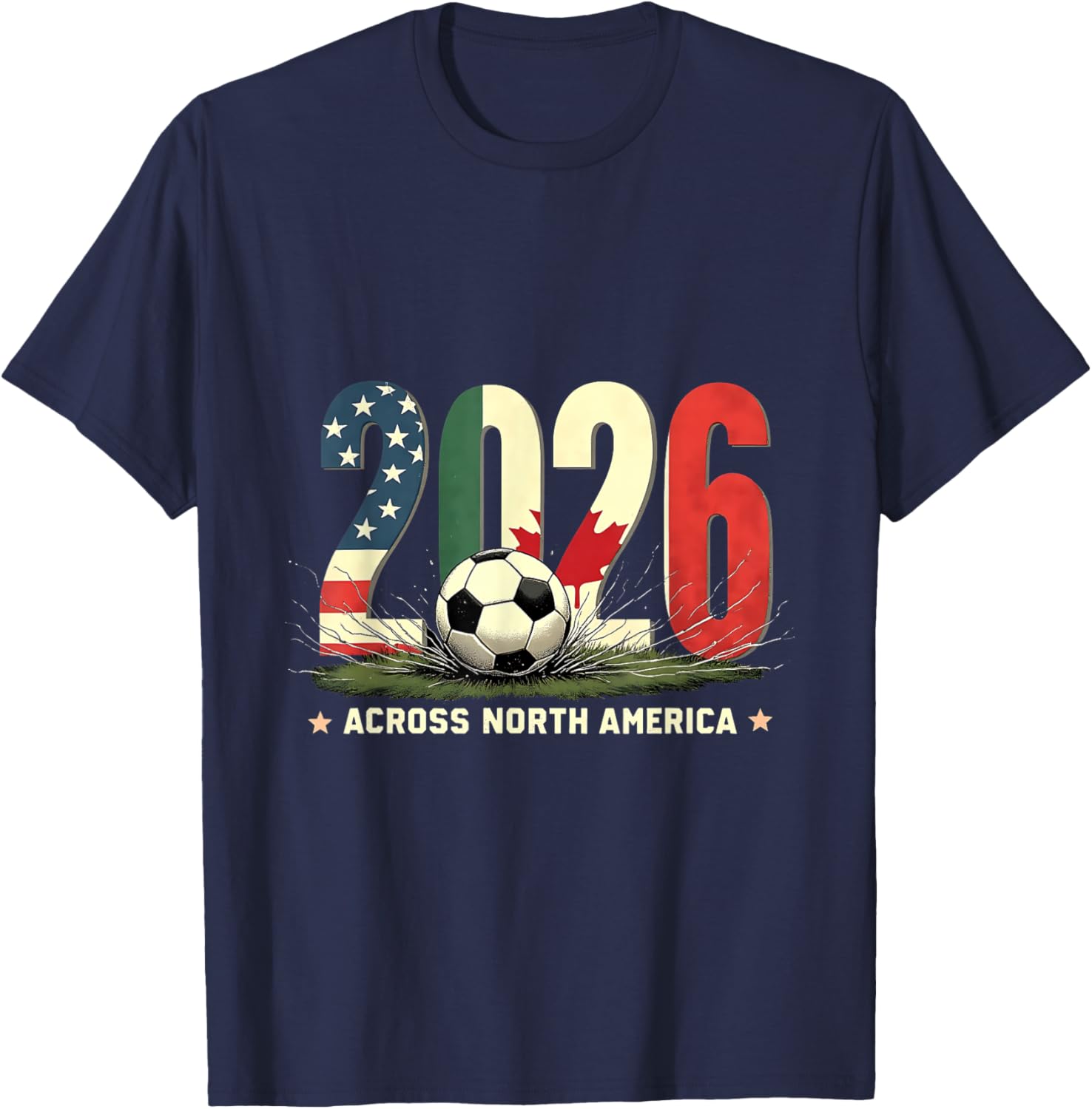 Football Fan Vintage 2026 North America Soccer T-Shirt - T-Shirt | Navy