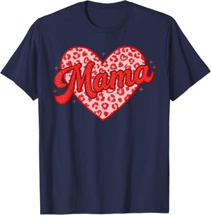 Mama Heart Love Valentine Cute Mom Valentines Day Women T-Shirt - T-Shirt | Navy