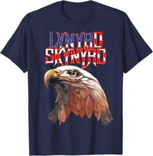 Lynyrd Skynyrd Americana Eagle Free Bird Retro Rock Flag US T-Shirt - T-Shirt | Navy