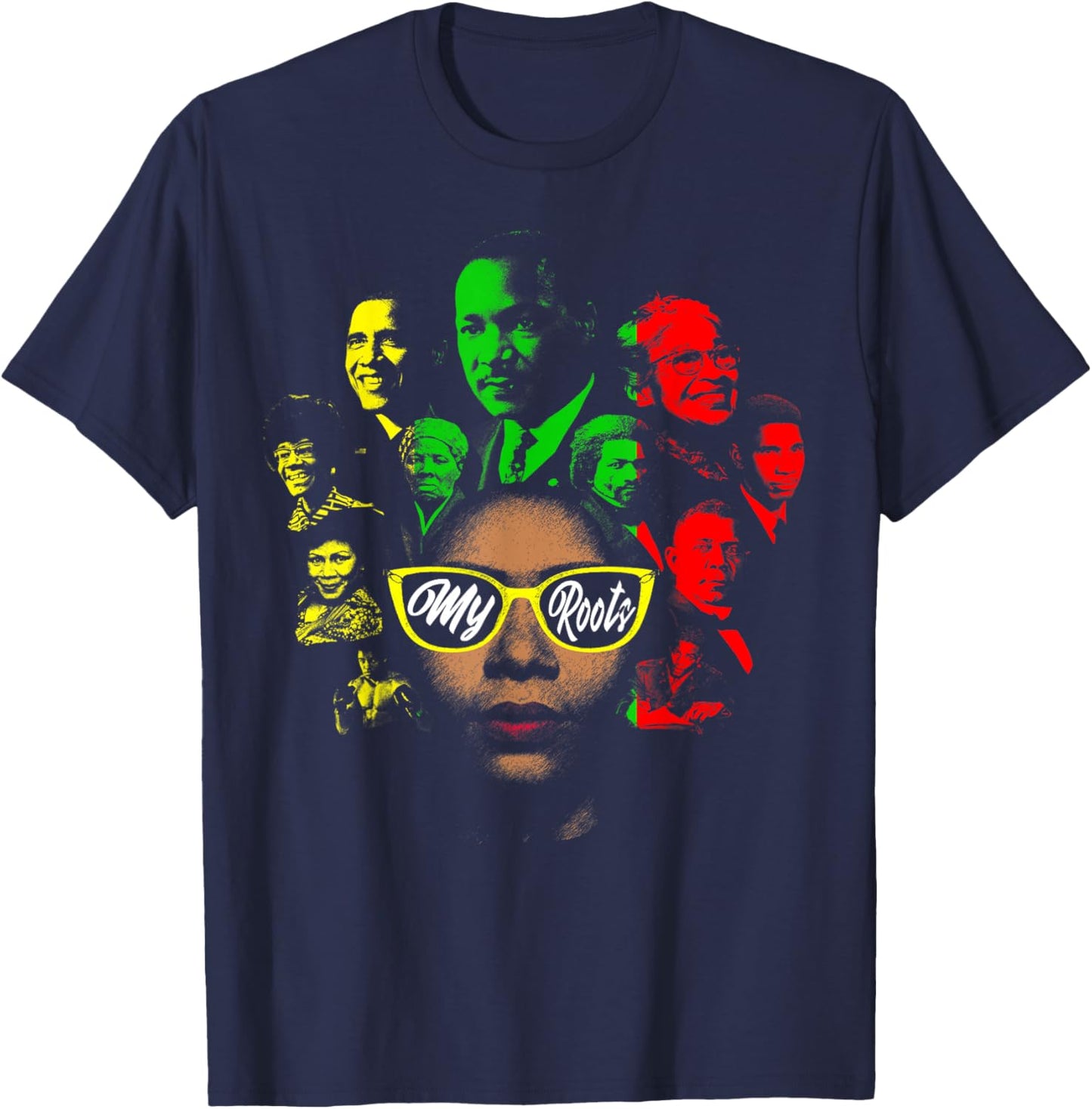 Black History Leaders Collage Famous African American Month T-Shirt - T-Shirt | Navy