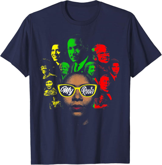 Black History Leaders Collage Famous African American Month T-Shirt - T-Shirt | Navy