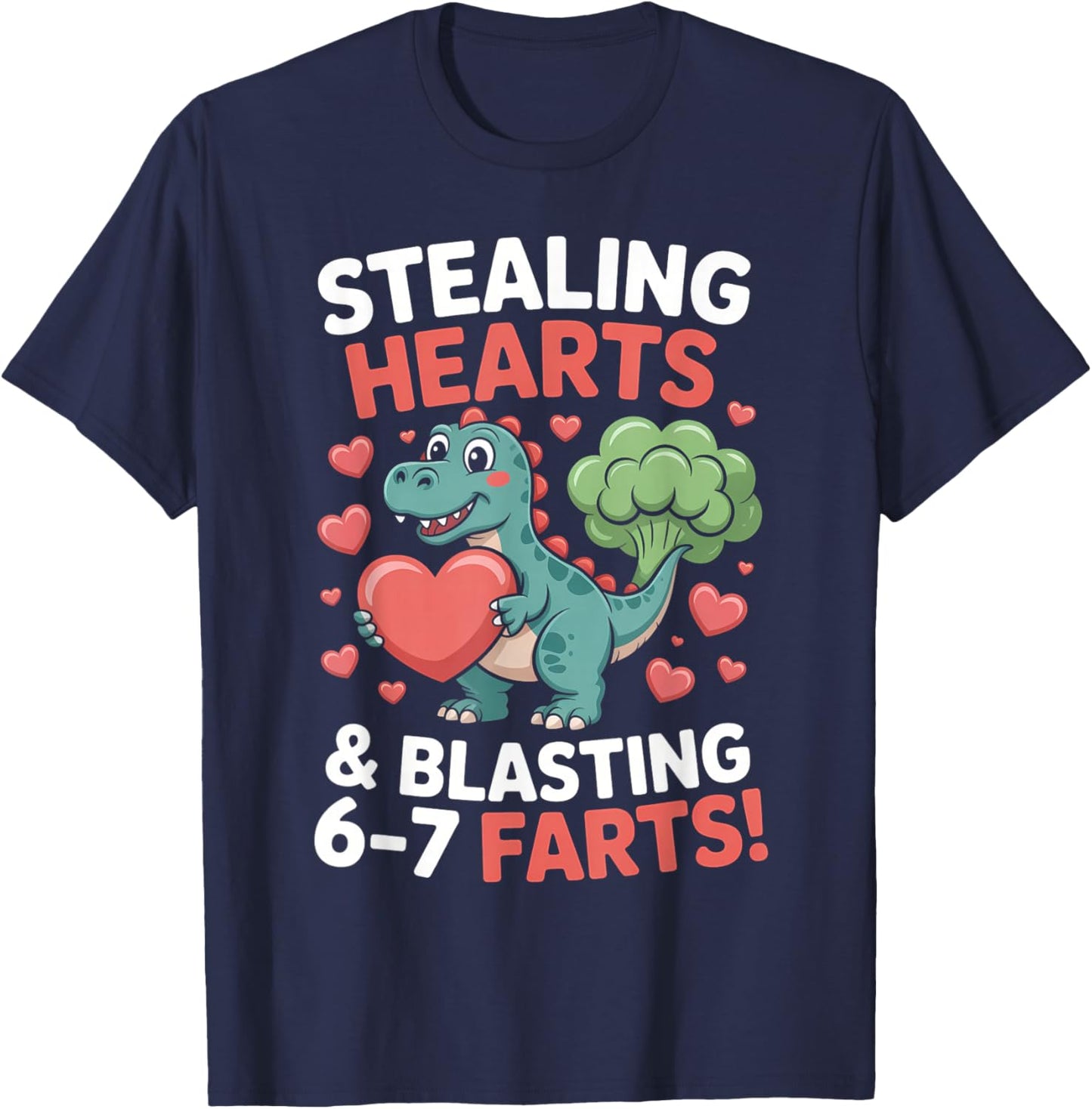 67 Meme Stealing Hearts Dinosaur Valentine's Day Kids Boys T-Shirt - T-Shirt | Navy