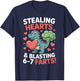 67 Meme Stealing Hearts Dinosaur Valentine's Day Kids Boys T-Shirt - T-Shirt | Navy