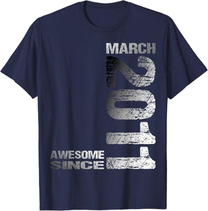 Awesome Since March 2011 Vintage 15. Birthday T-Shirt - T-Shirt | Navy