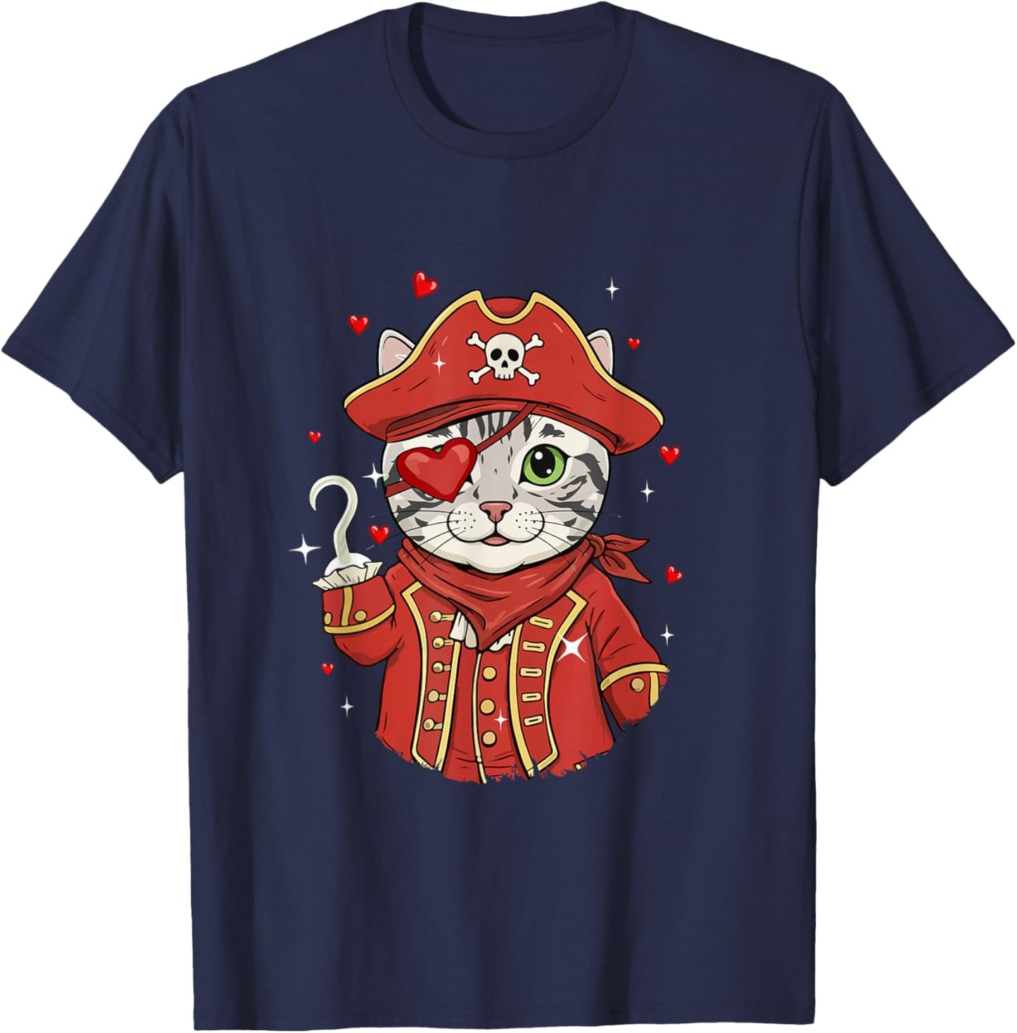 American Shorthair As Pirate Valentine's Day Owner Kids T-Shirt - T-Shirt | Navy