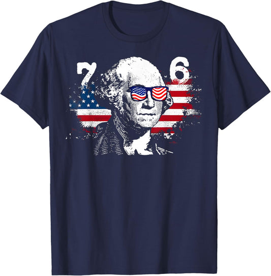 6-7 7-6 George Washington Shirt Six Seven Vintage USA Flag T-Shirt - T-Shirt | Navy