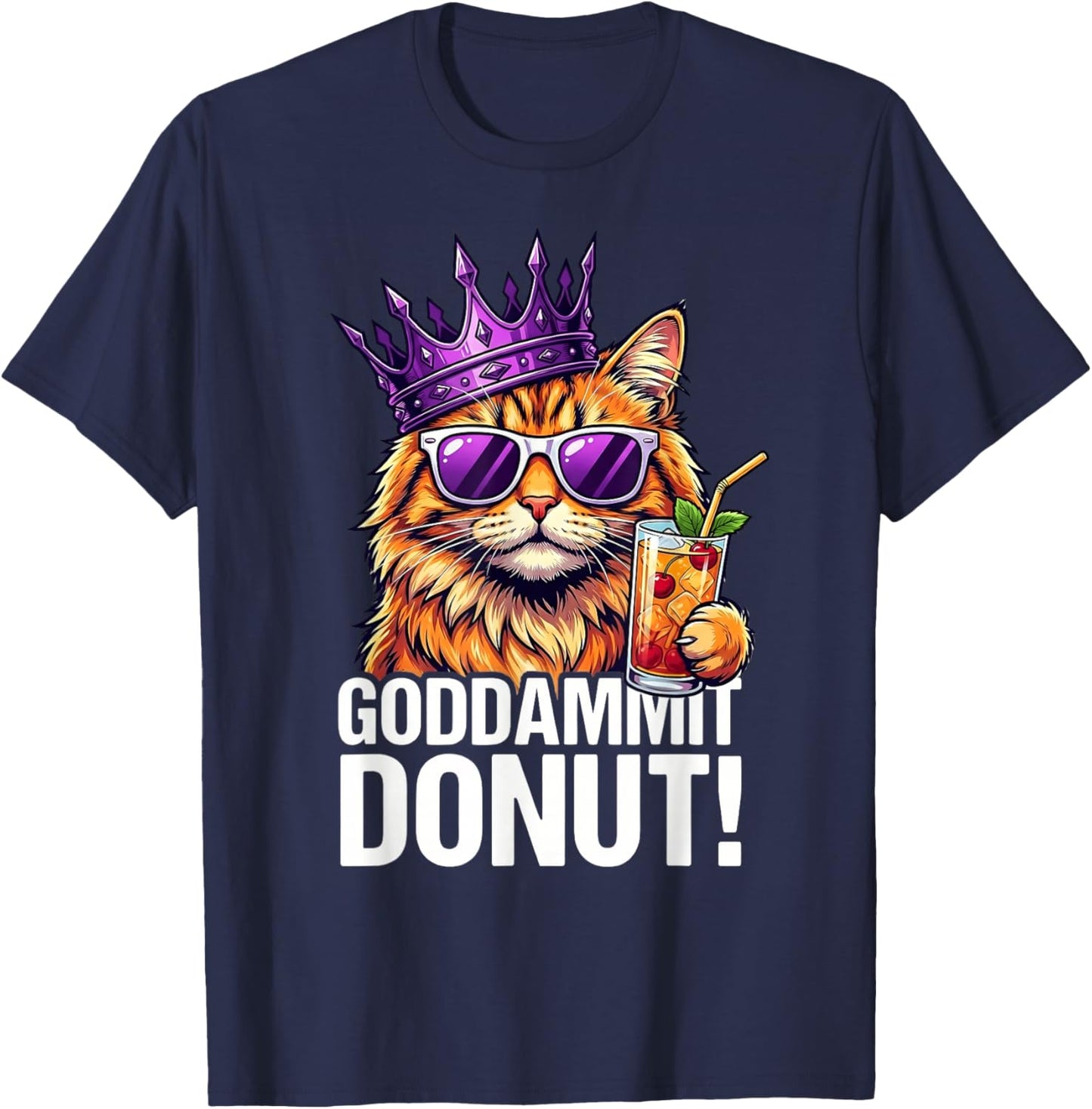 Donut Princess Cat Meme – Kawaii Funny Cartoon Style T-Shirt - T-Shirt | Navy