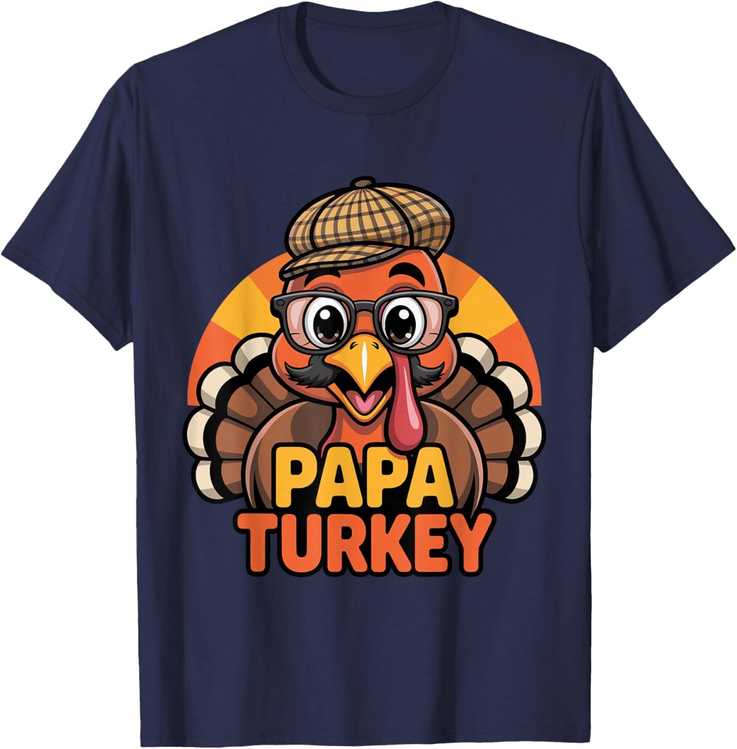 Funny Thanksgiving Papa Turkey Family Matching Men T-Shirt - T-Shirt | Navy